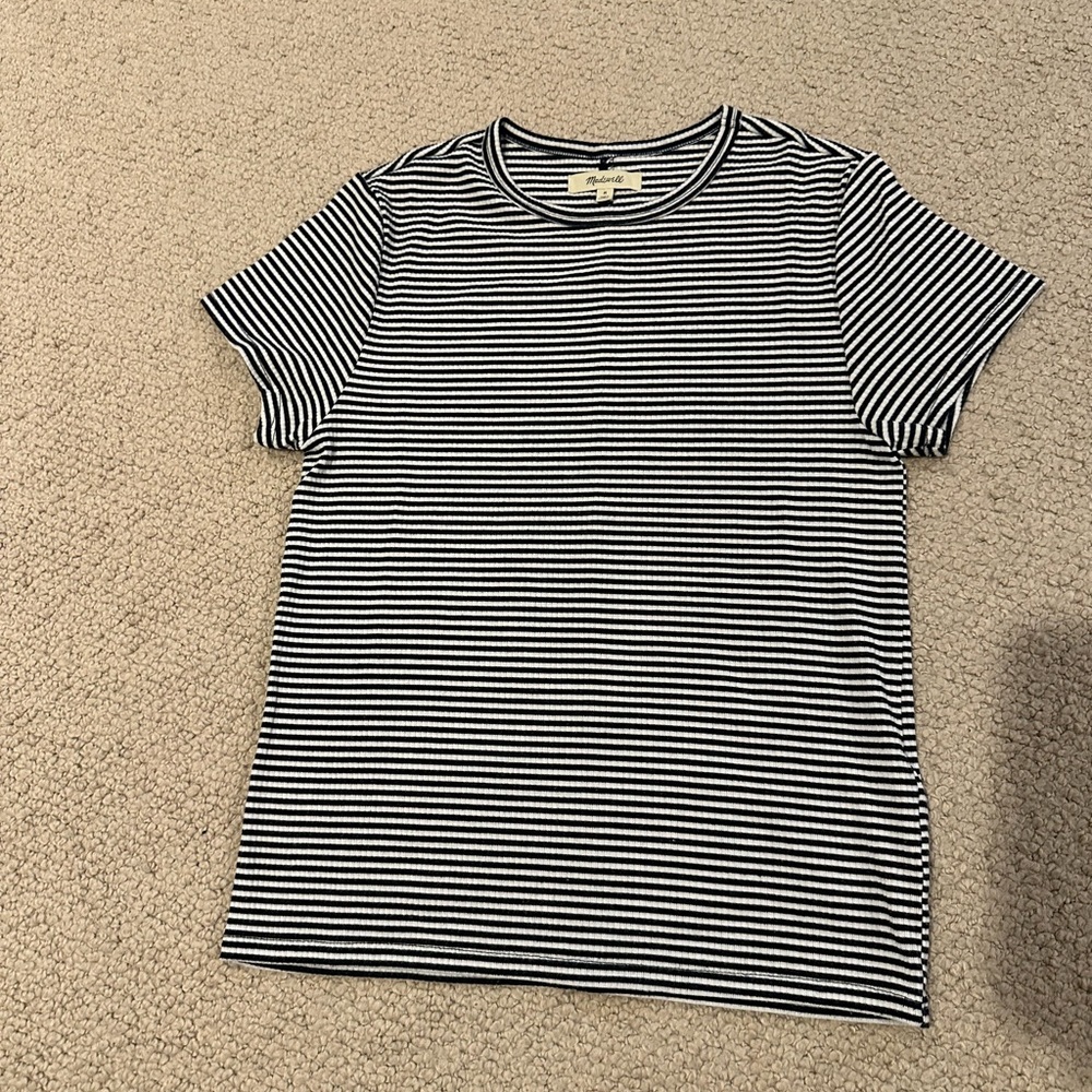 Madewell Black and White Striped Short Sleeve Tee
